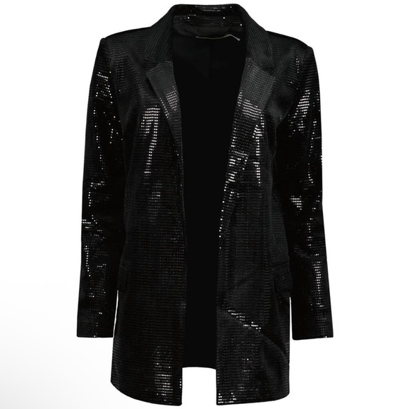 BISHOP + YOUNG Sequin Steal the Night Blazer Black Size M - Picture 2 of 10